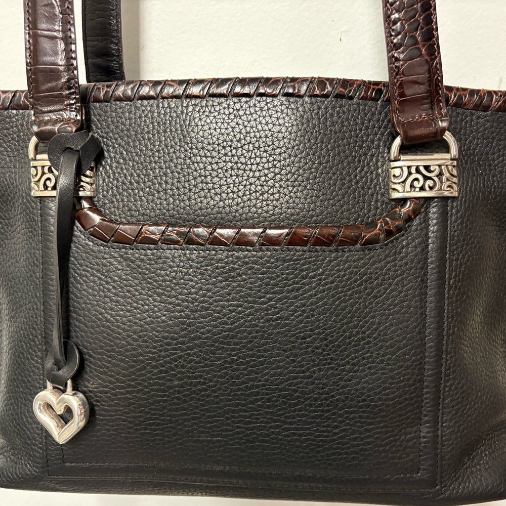 Elegant Brighton Black and Brown Leather Tote Bag